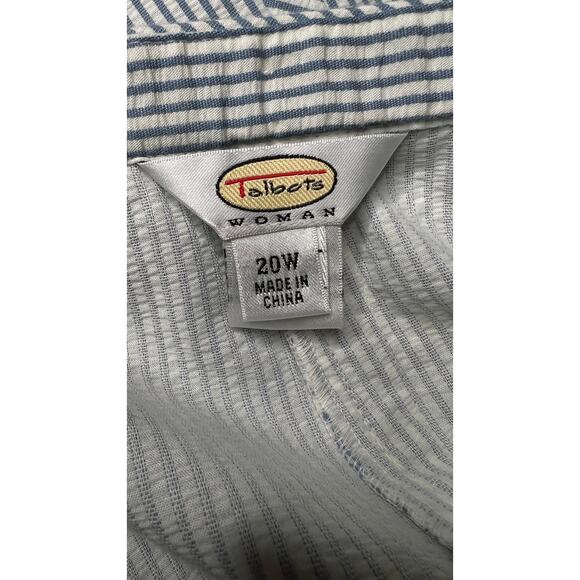 Talbots 20W seersucker skirt blue/white side-zip knee length 100% cottton office - Picture 6 of 9